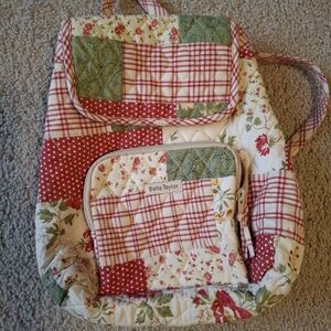 Bella Taylor Patchwork Backpack- Red And Off White